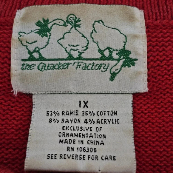 Quacker Factory Womens Sweater Sz 1X Red Long Sleeves Patriotic Flag - Picture 4 of 6